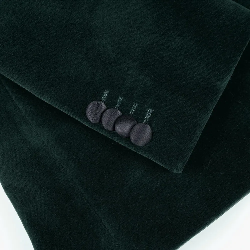 Green Double-Breasted Velvet Smoking Jacket