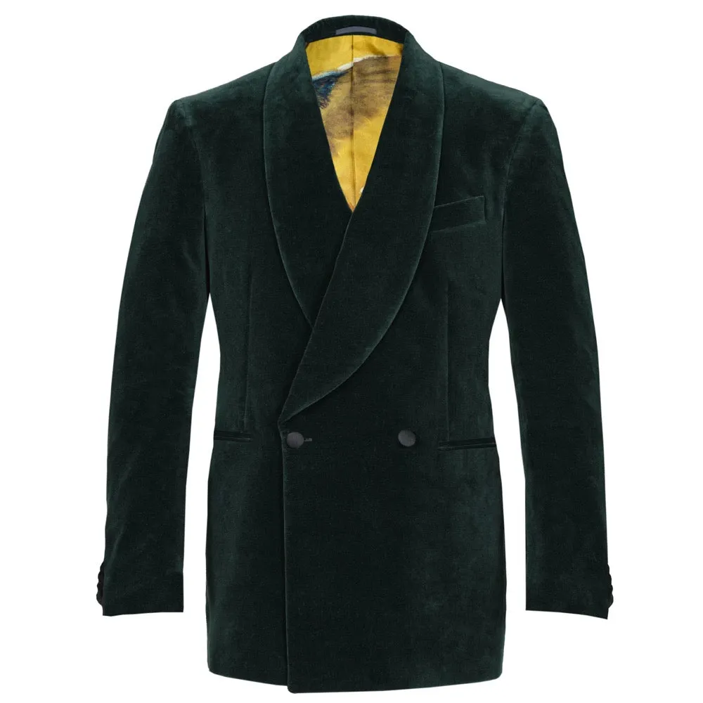 Green Double-Breasted Velvet Smoking Jacket