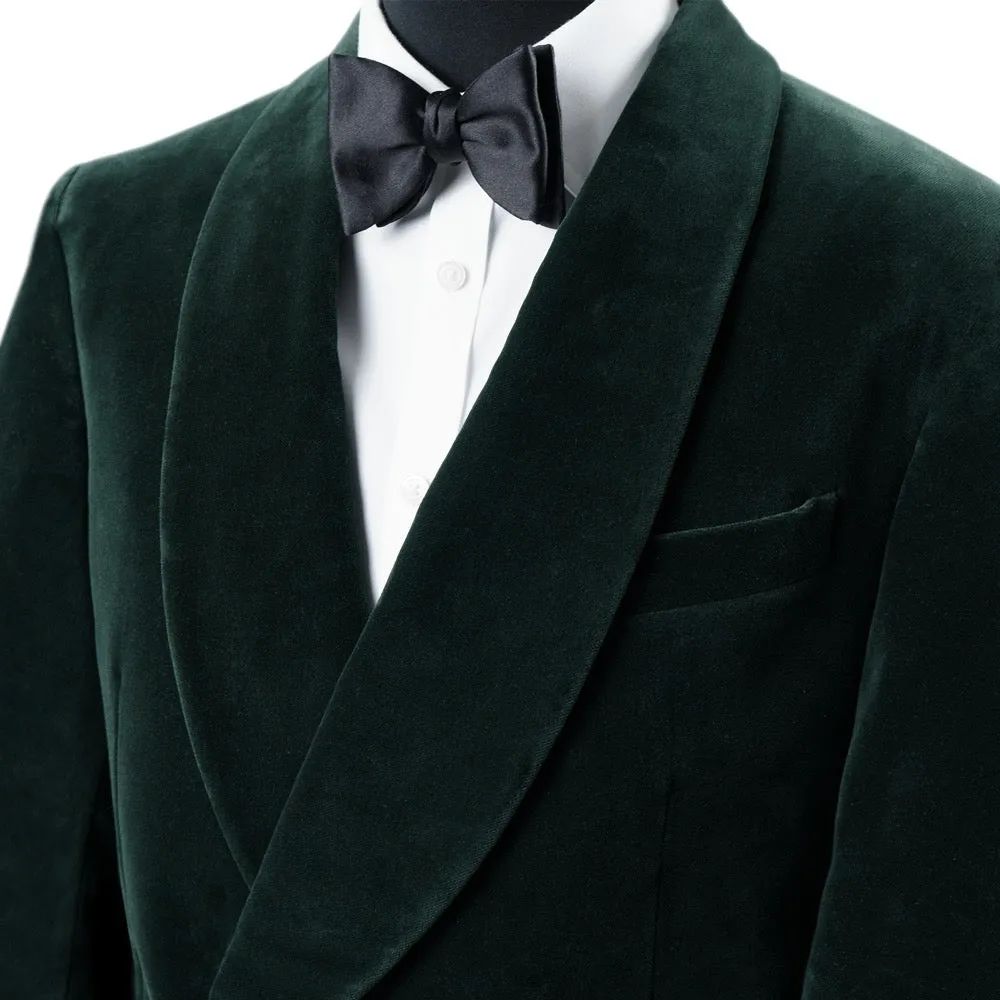 Green Double-Breasted Velvet Smoking Jacket