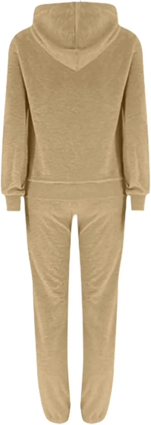 Gumipy Two Piece Sets for Women Plus Size Fleece Lounge Sets Oversized Sweatshirt Hoodie Baggy Sweatpants Spring Sweatsuits