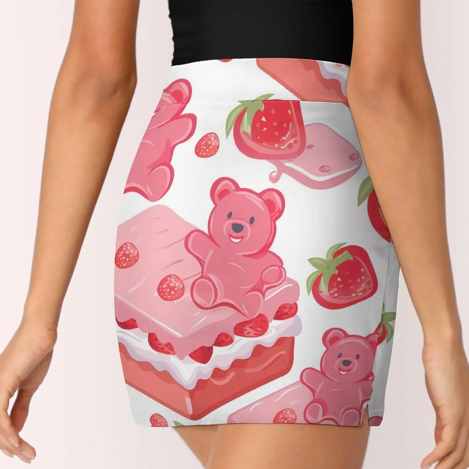 Gummy Bears And Strawberry Cake Women's Skort Athletic Skirt Golf Skorts A-line Skirts with Built-in Shorts Pockets