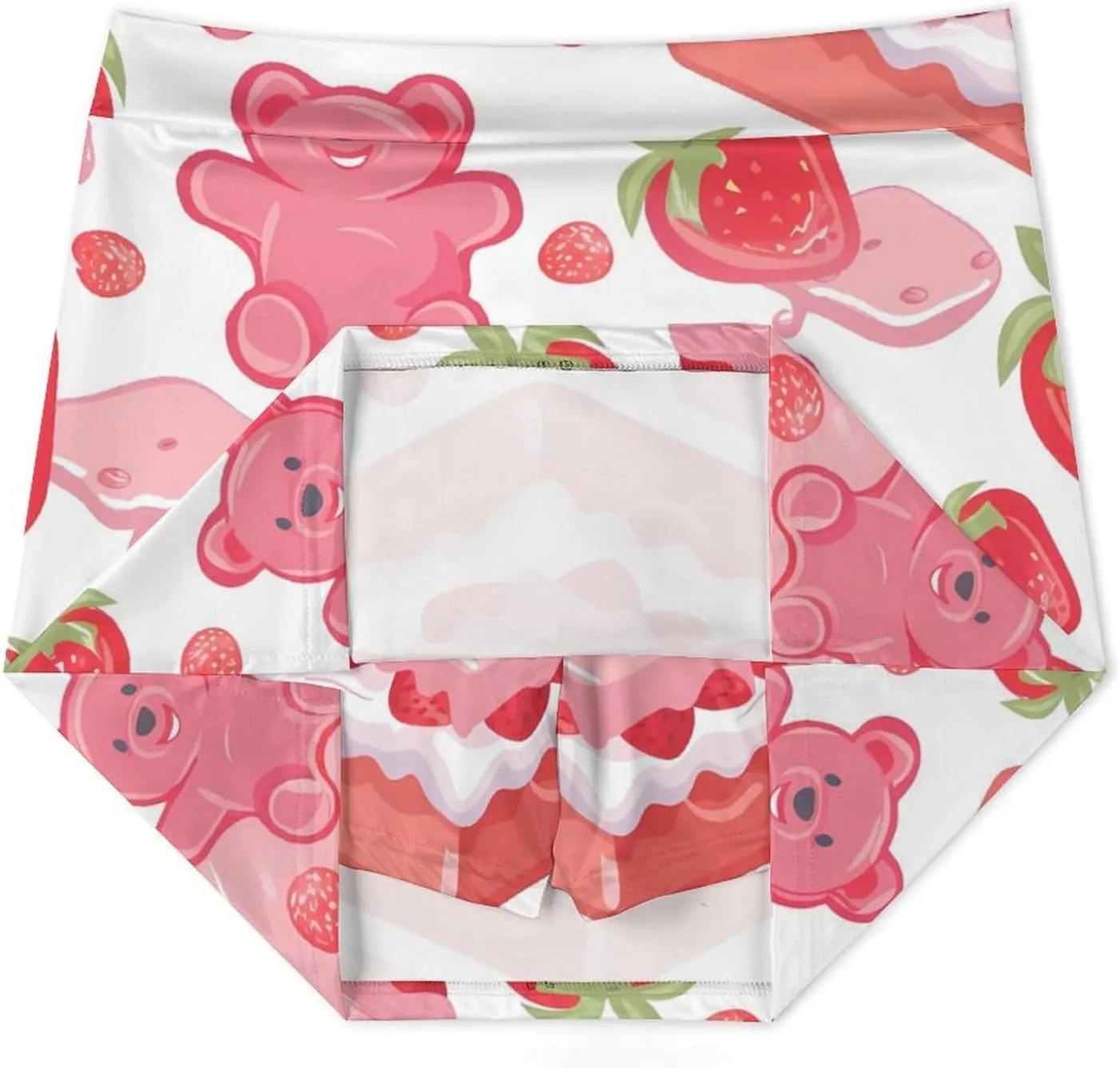 Gummy Bears And Strawberry Cake Women's Skort Athletic Skirt Golf Skorts A-line Skirts with Built-in Shorts Pockets