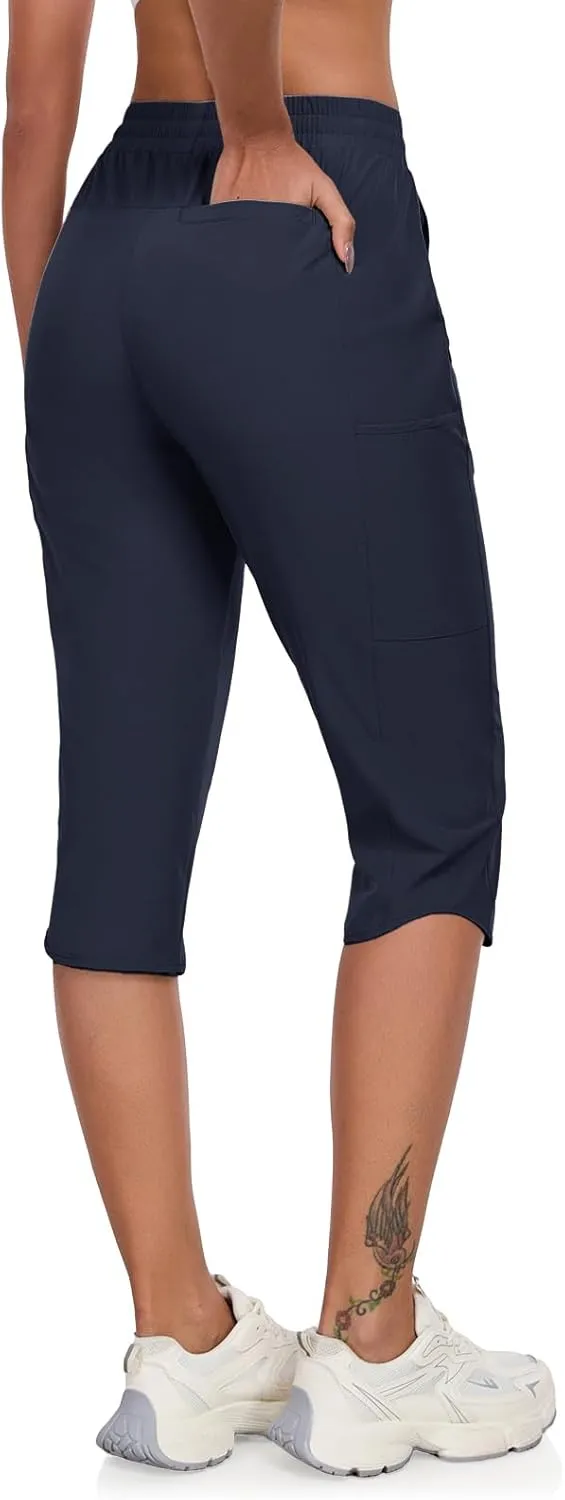 GymBrave Women's Capri Pants with 6 Pockets Quick Dry Lightweight Cargo Hiking Capris Outdoor Casual Travel