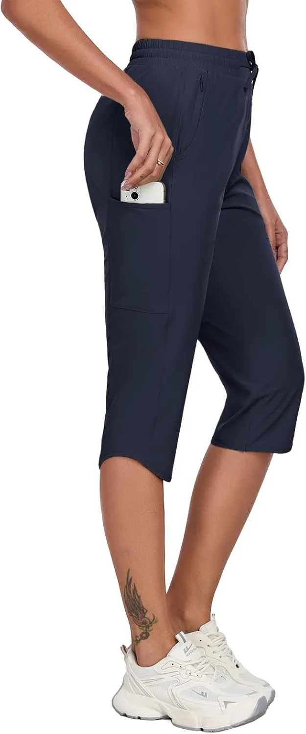 GymBrave Women's Capri Pants with 6 Pockets Quick Dry Lightweight Cargo Hiking Capris Outdoor Casual Travel