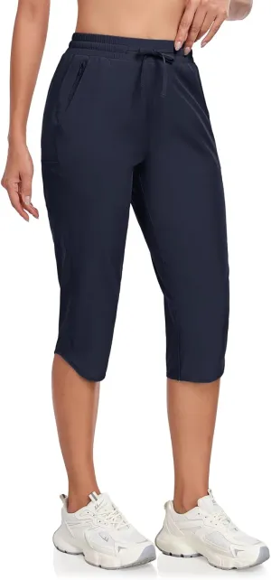 GymBrave Women's Capri Pants with 6 Pockets Quick Dry Lightweight Cargo Hiking Capris Outdoor Casual Travel