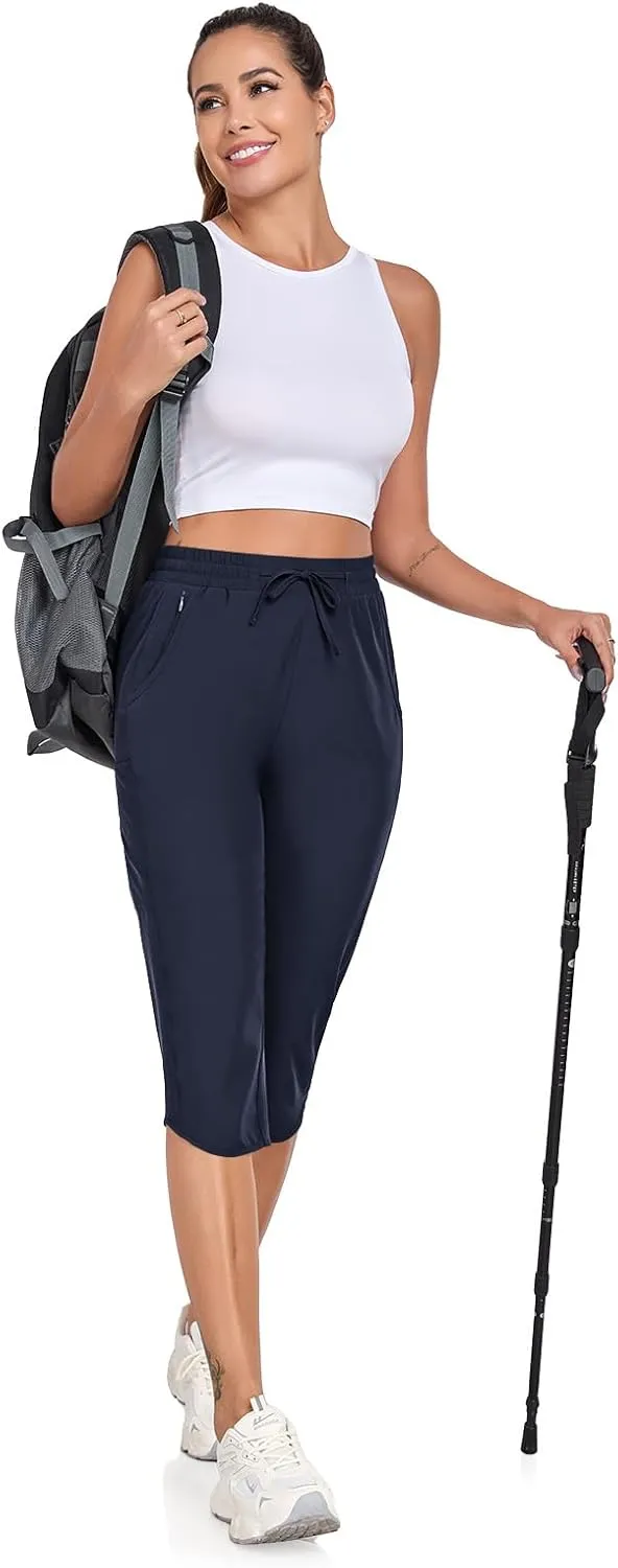 GymBrave Women's Capri Pants with 6 Pockets Quick Dry Lightweight Cargo Hiking Capris Outdoor Casual Travel