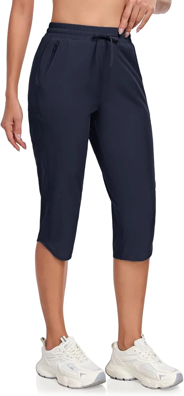 GymBrave Women's Capri Pants with 6 Pockets Quick Dry Lightweight Cargo Hiking Capris Outdoor Casual Travel