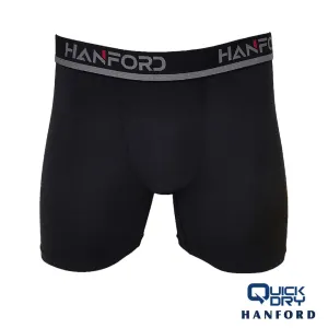 Hanford Athletic Men Pro Cool 2.0 Quick Dry Compression Boxer Shorts With Mesh Pouch Aire - Black (Single Pack)