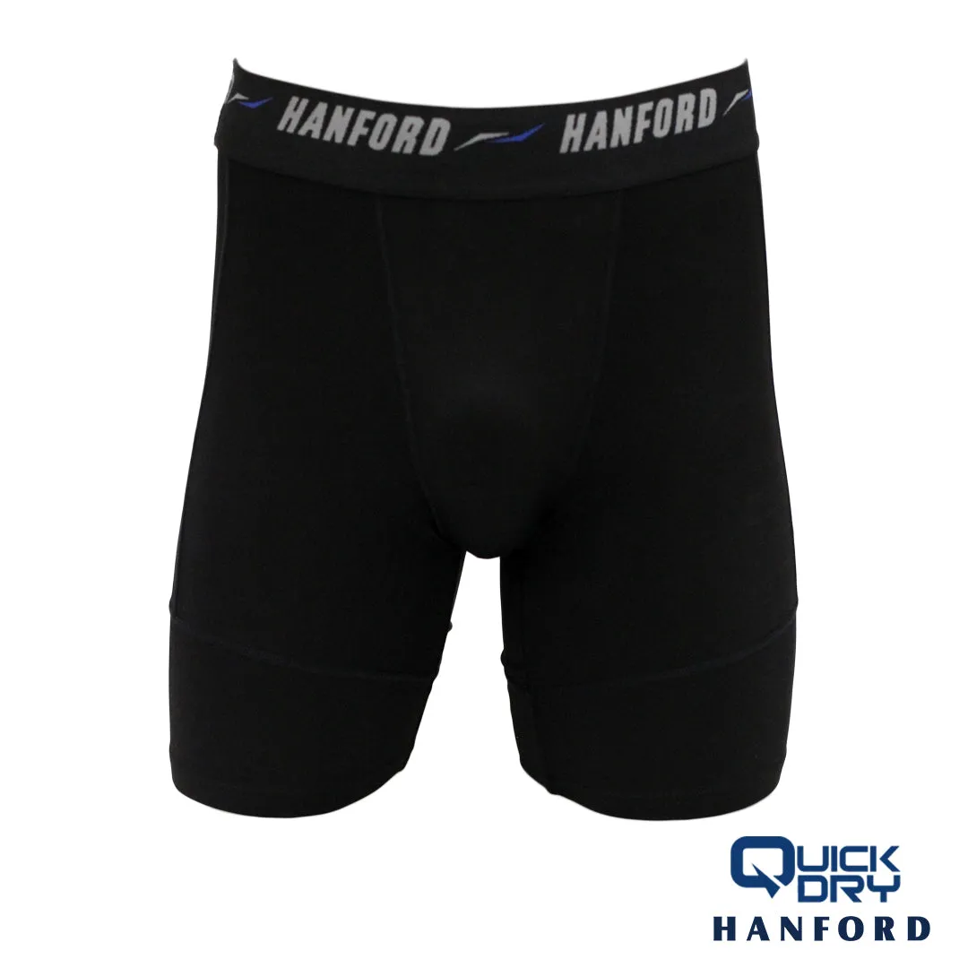 Hanford Athletic Men Pro Cool 2.0 Quick Dry Compression Knee Length - Black/Blue Line (Single Pack)