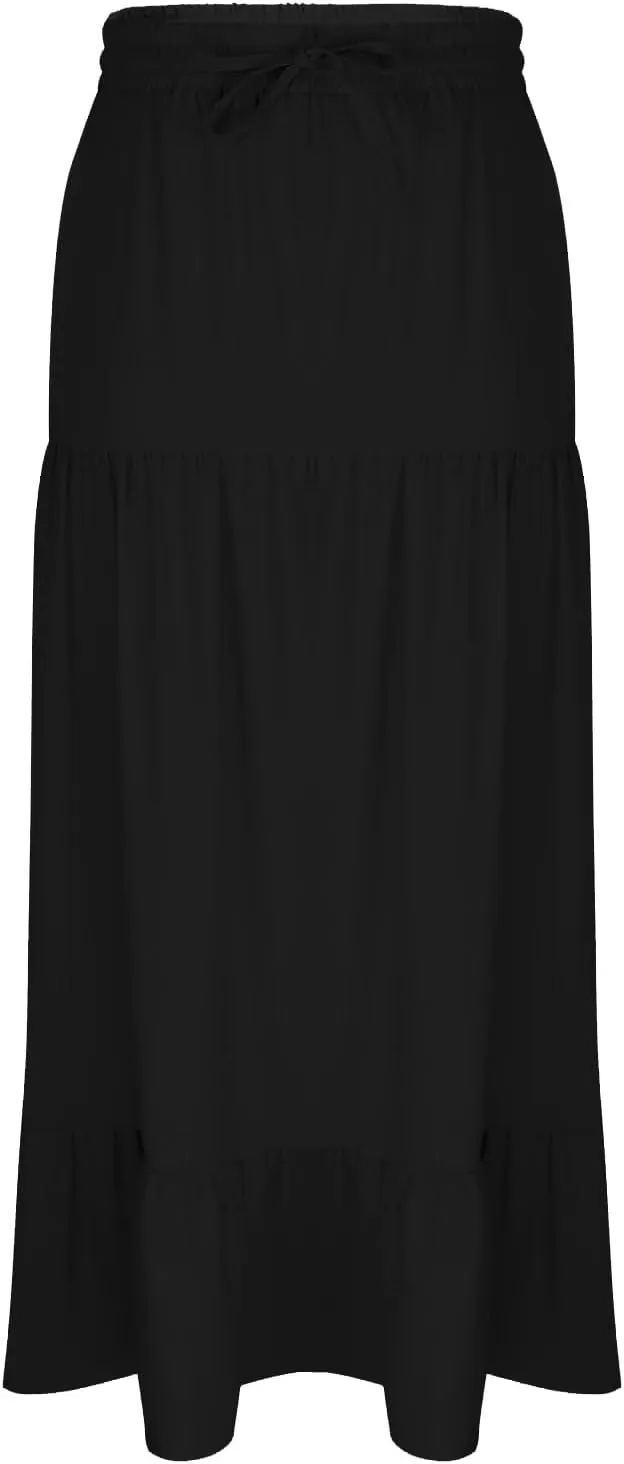 HGps8w Women's 2025 Summer Boho Linen Slit Flowy Maxi Skirt, Trendy Elastic Waist A Line Tiered Beach Long Skirts