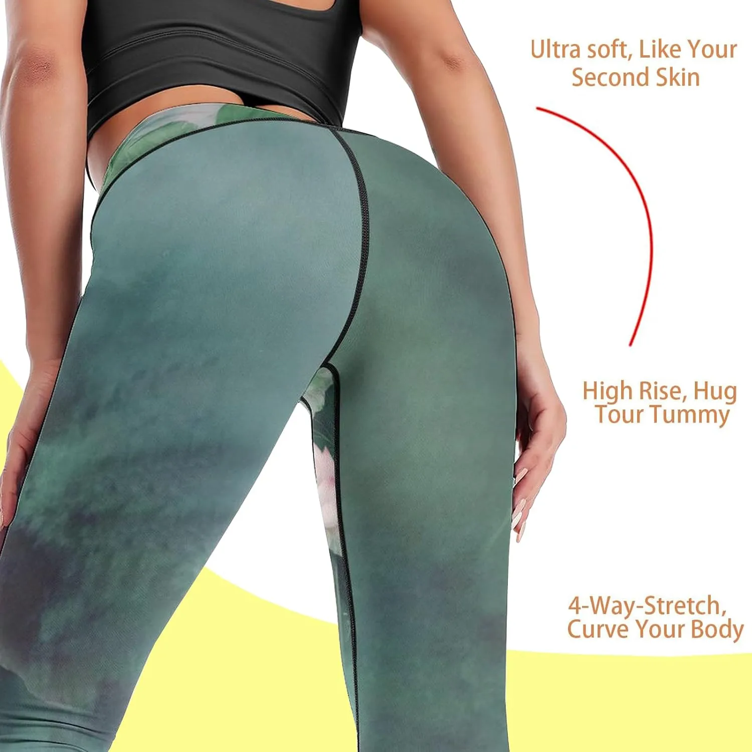 High Waisted Yoga Pants for Women Tummy Control 4 Way Stretch Running Workout Leggings Athletic Yoga Pants