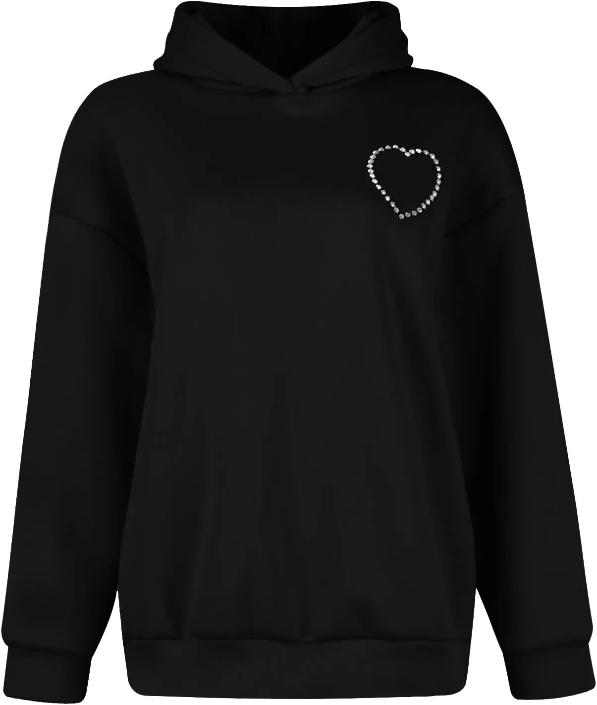 Hoodies for Women Diamonds Sweet Love Cutout Backless Sweatshirts Oversized Hooded Sweatshirt Casual Loose Pullover