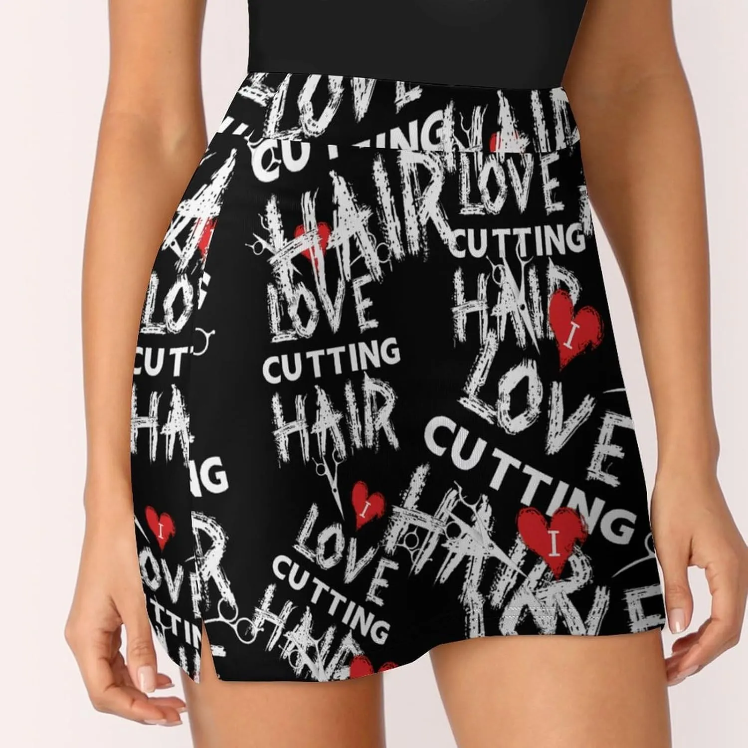 I Love Cutting Hair Women's Skort Athletic Skirt Golf Skorts A-line Skirts with Built-in Shorts Pockets