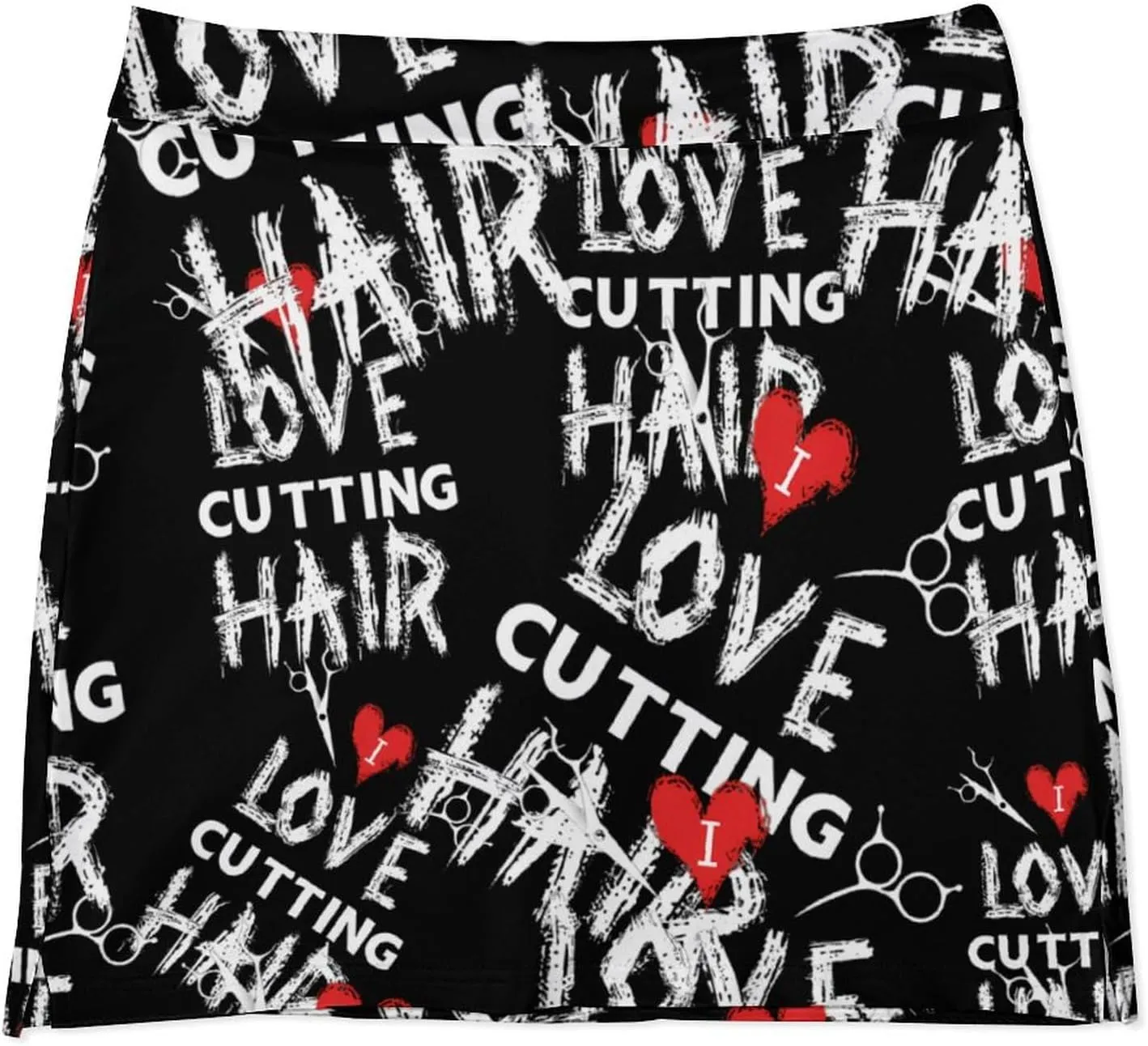 I Love Cutting Hair Women's Skort Athletic Skirt Golf Skorts A-line Skirts with Built-in Shorts Pockets
