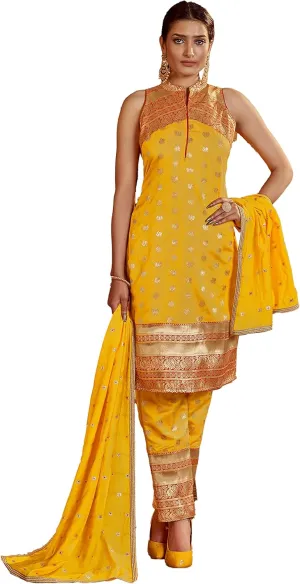Indian Kurti Pant for Womens With Silk Dupatta | Art Silk Woven Readymade Kurtis Stitched Kurta For Pakistani Women