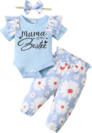 Infant Baby Girl Clothes Newborn Girl Outfit Long Sleeve Romper Pants Set Cute Baby Clothes for Girls Fall/Winter