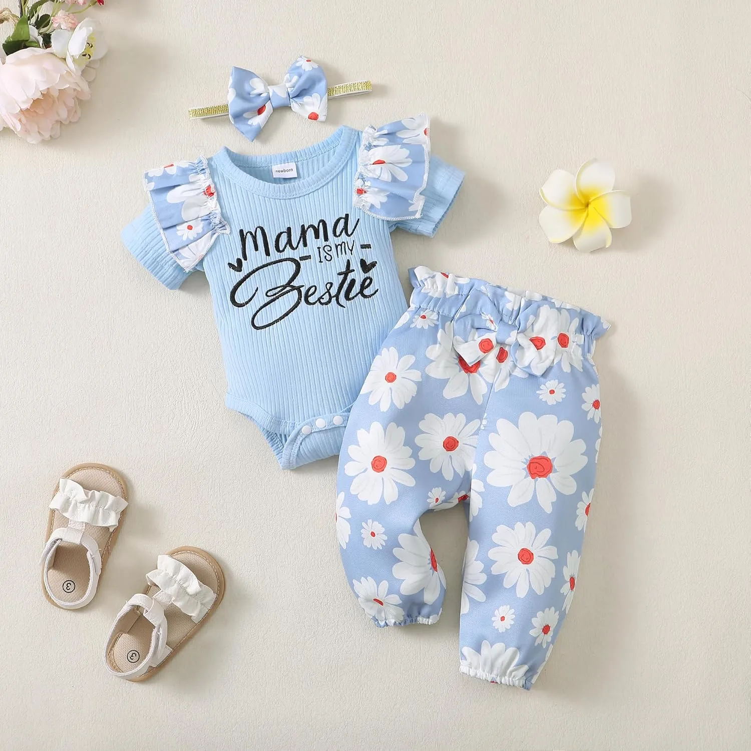 Infant Baby Girl Clothes Newborn Girl Outfit Long Sleeve Romper Pants Set Cute Baby Clothes for Girls Fall/Winter