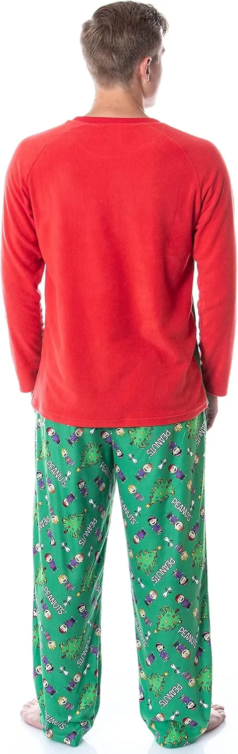 INTIMO Peanuts Mens' Christmas Holiday Season Sing Along Sleep Pajama Set