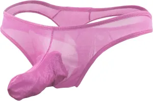 JEsilunmaMY Mesh Briefs for Men See Through Long Pouch G-String Underwear Solid Color Sexy Sheer T-Back Panties Lingerie