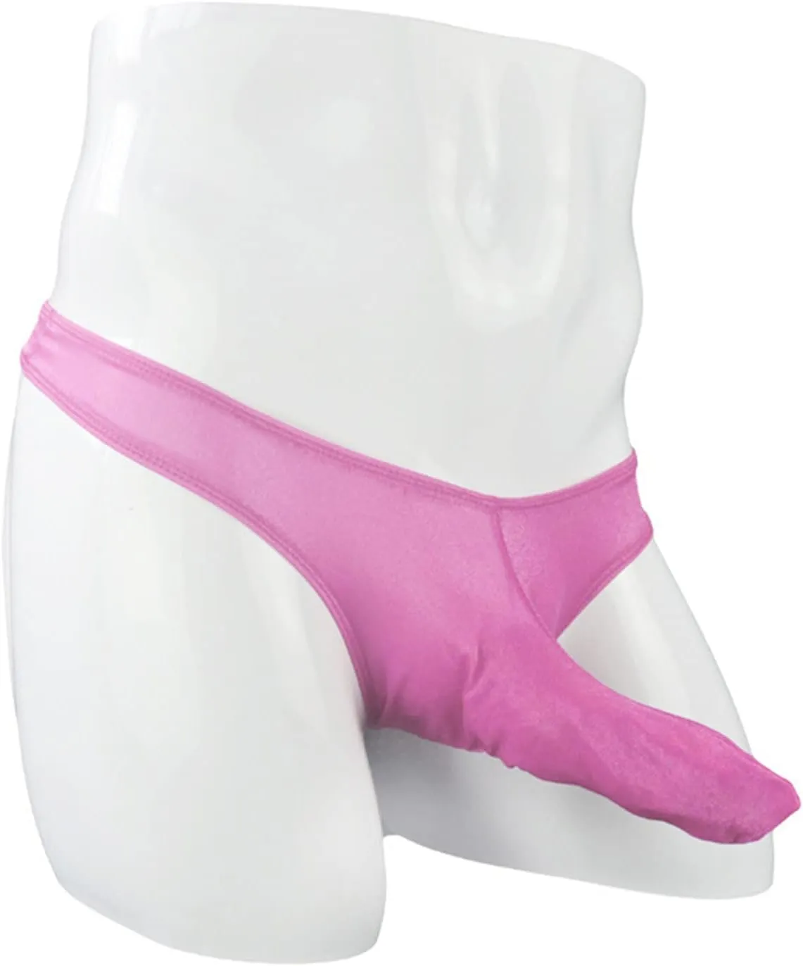JEsilunmaMY Mesh Briefs for Men See Through Long Pouch G-String Underwear Solid Color Sexy Sheer T-Back Panties Lingerie