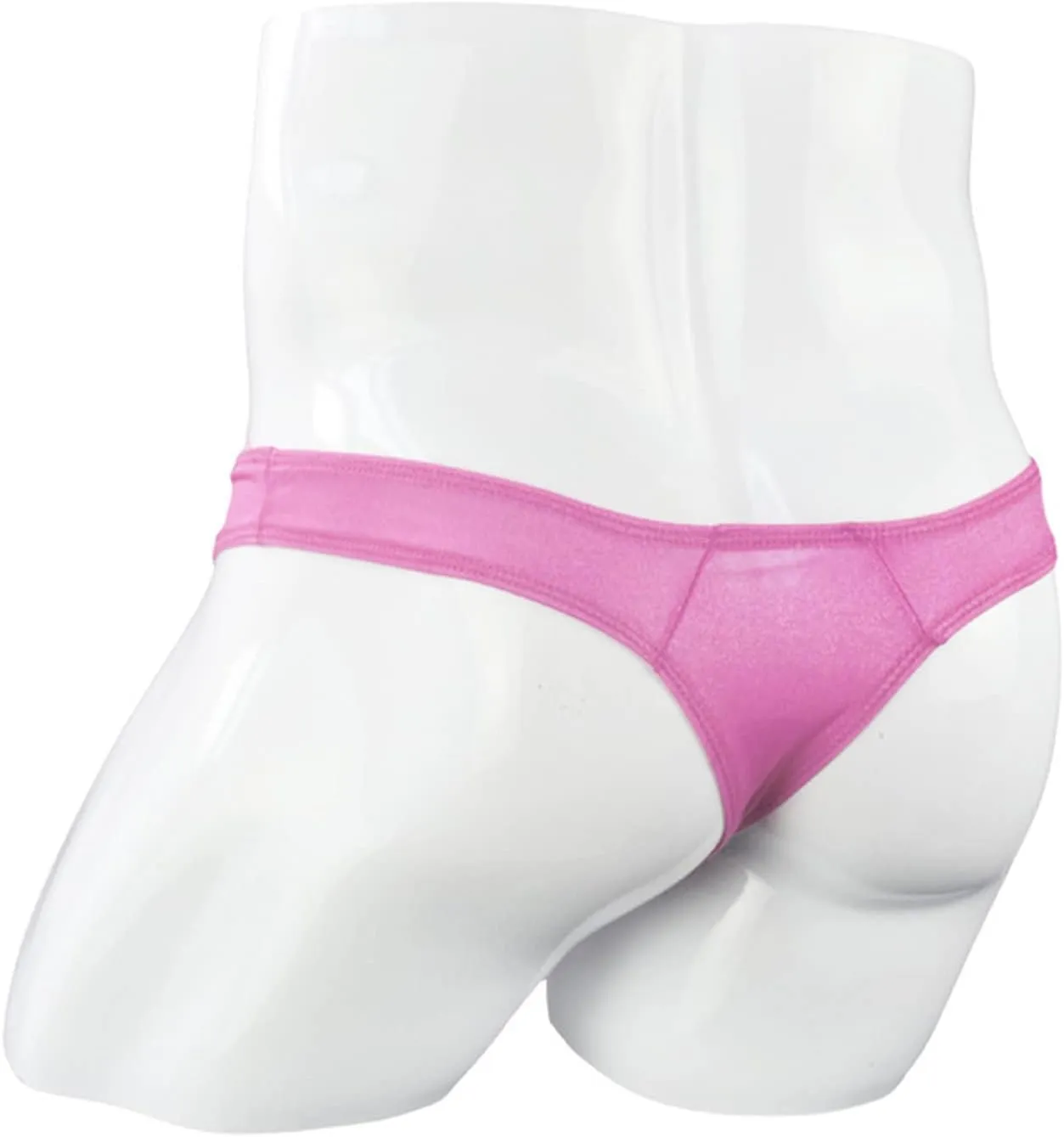 JEsilunmaMY Mesh Briefs for Men See Through Long Pouch G-String Underwear Solid Color Sexy Sheer T-Back Panties Lingerie