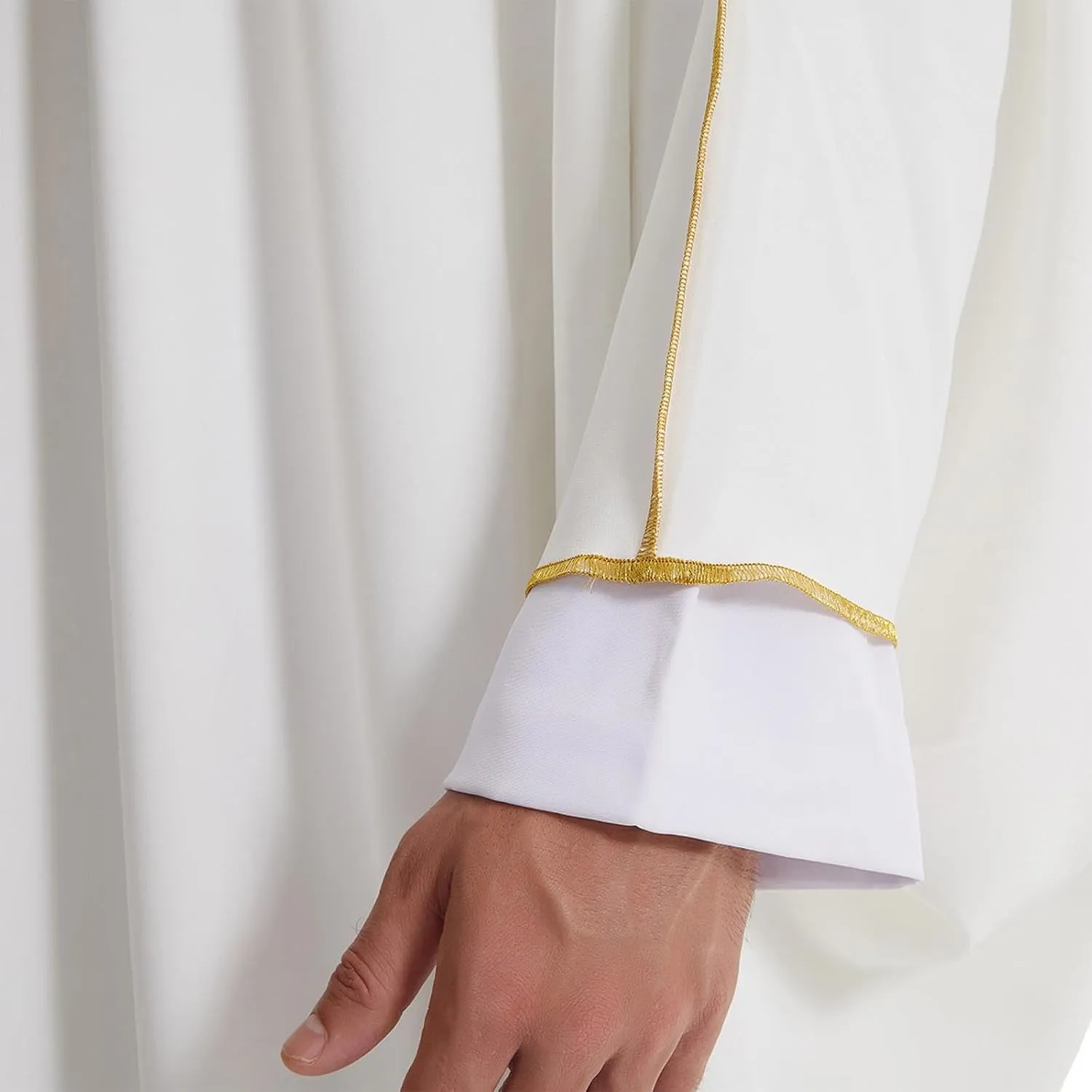 Kaftan Thobe for Men Bid and Tall Abaya Cloak Long Sleeve Fashion Embroidery Muslim Thobe Prayer Dubai Formal Outfits