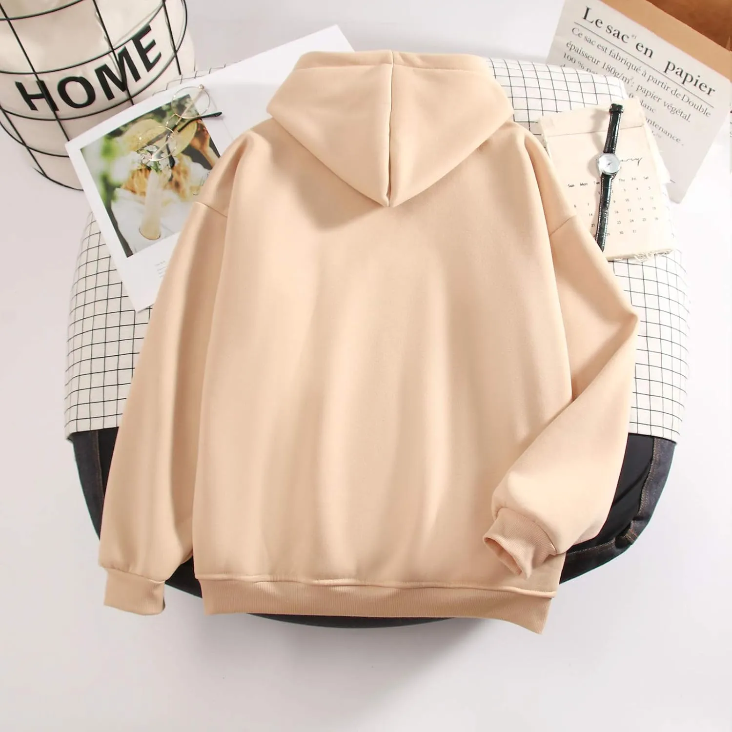 KEEVICI Pullover Sweatshirts for Women Cute Strawberry Cow Print Hoodie Casual Fuzzy Top
