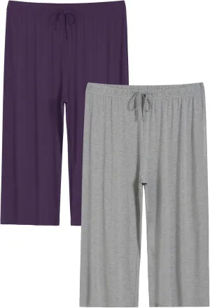 Latuza Women's Plus Size Capri Pajama Pants Comfy Wide Leg Lounge Capris