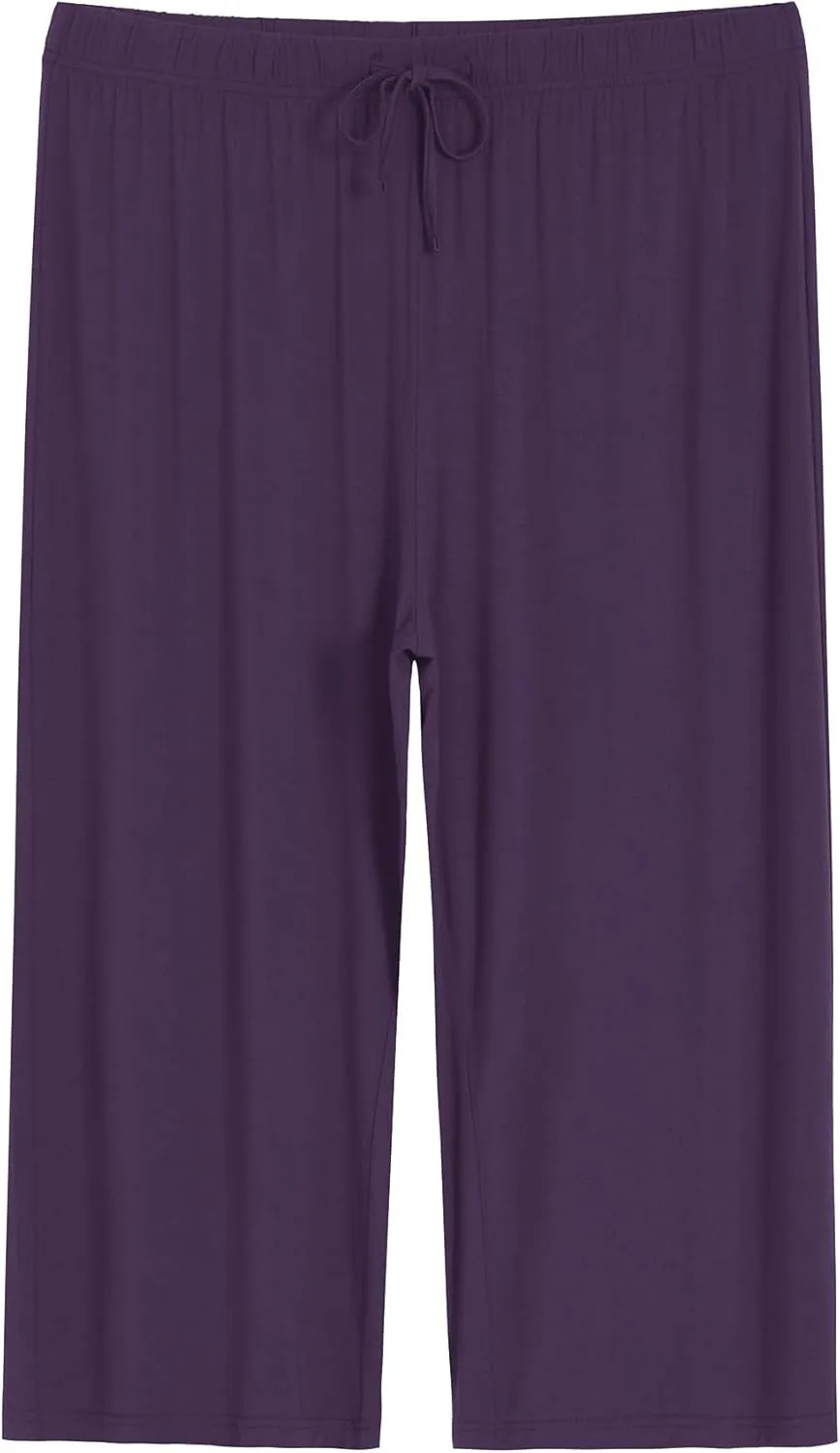Latuza Women's Plus Size Capri Pajama Pants Comfy Wide Leg Lounge Capris