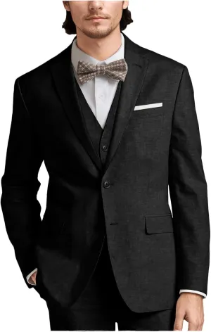 Linen Mens Suits 3 Piece Slim Fit Tuxedo Suit for Men Beach Wedding Formal Business Suit Groom Prom Set Outfits