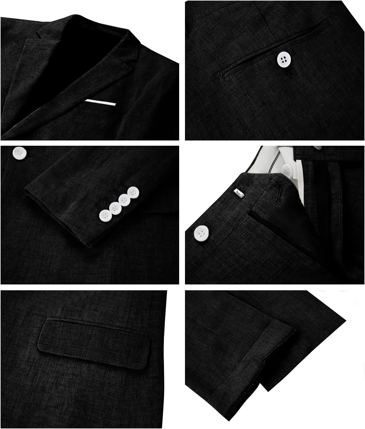 Linen Mens Suits 3 Piece Slim Fit Tuxedo Suit for Men Beach Wedding Formal Business Suit Groom Prom Set Outfits
