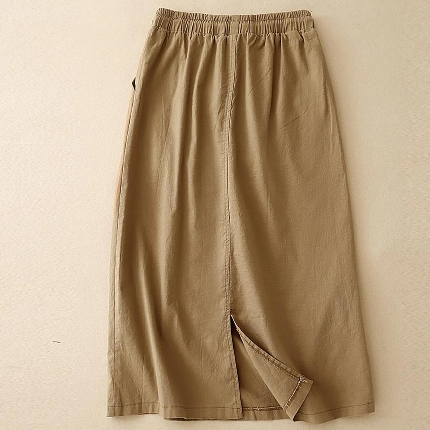 Long Skirts for Women Casual Drawstring Elastic Wasit Swing A Line Midi Skirt Loose Fit Work Out Skirts