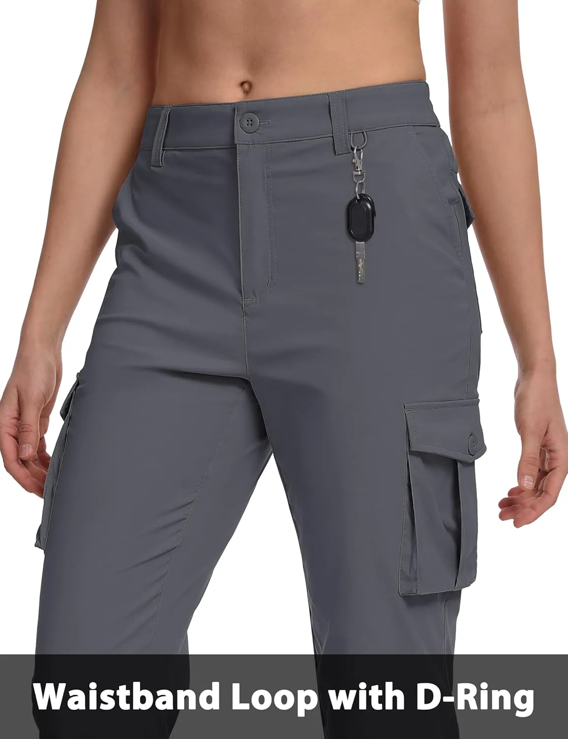 MAGCOMSEN Women's Cargo Capris Pants with 6 Pockets Lightweight Water Resistant Hiking Travel Pants Summer Casual