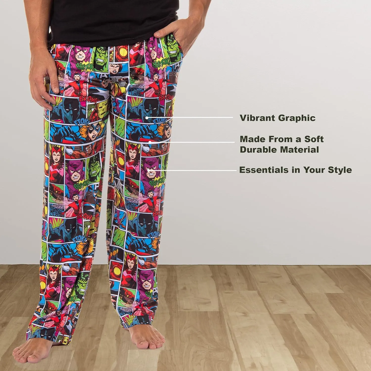 Marvel Comics Men's Superhero Character Sleep Adult Lounge Pajama Pants