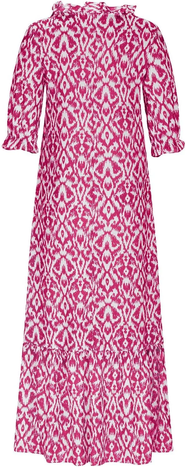 Maxi Dresses for Women 2025 V Neck Vintage Floral Dress Drawstring V Neck Spring Summer Dresses Beach Sundress