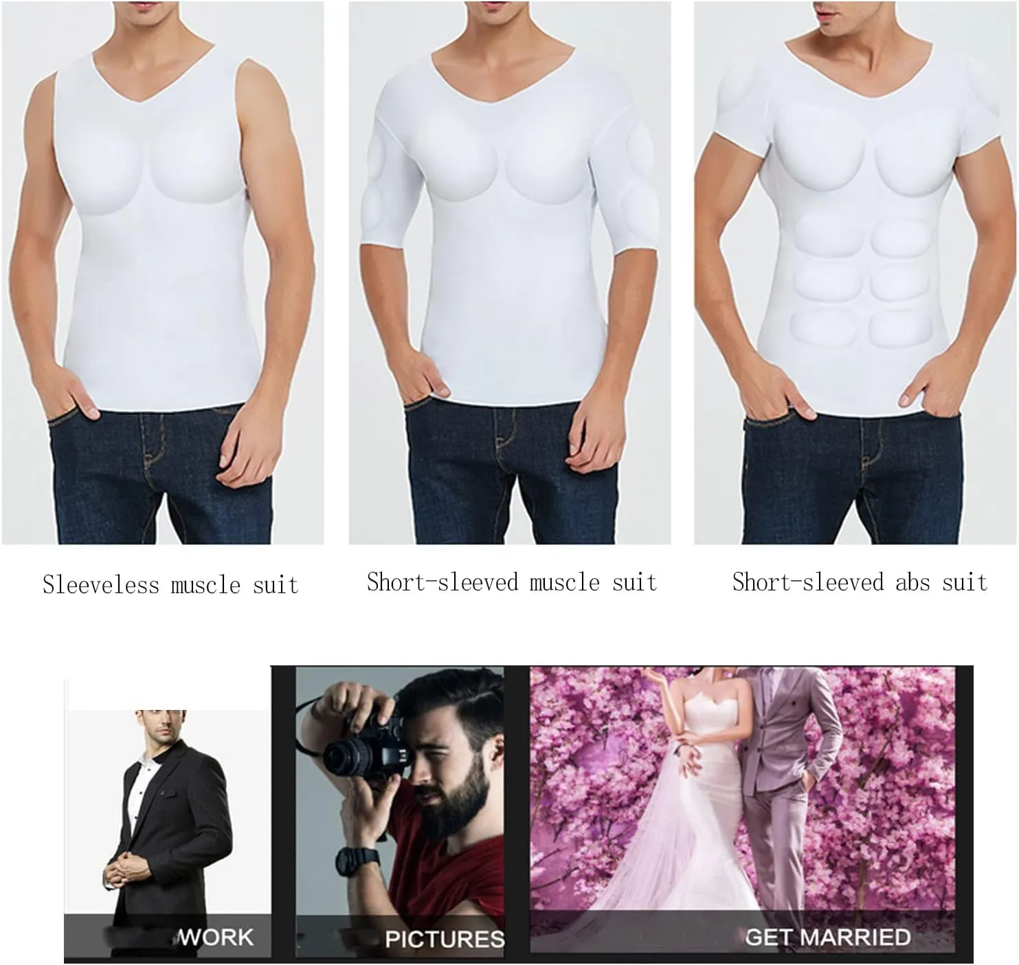 Men Fake Muscles Vest Shaper Padded Chest Undershirts for Build Realistic Muscles Underwear