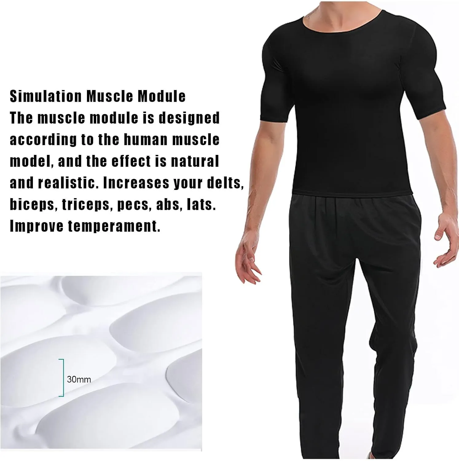 Men Fake Muscles Vest Shaper Padded Chest Undershirts for Build Realistic Muscles Underwear