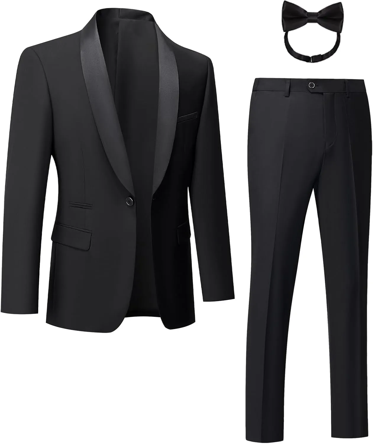 Men Suit for Wedding Party 2 Piece Slim Fit Shawl Lapel 1 Button Tuxedo Winter Fabric Dinner Suit Sets with Tie