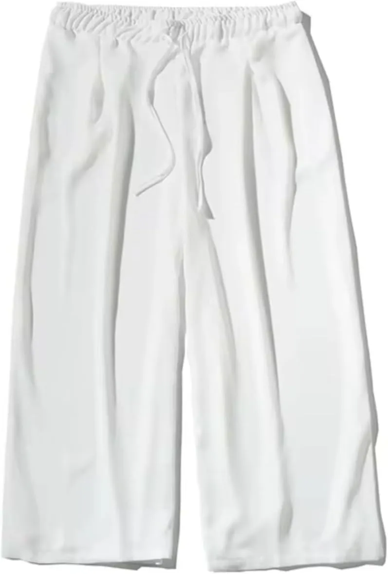 Men Summer Thin Wide Leg Pants Men White Harajuku Streetwear Harem Pants Male Chinese Style Trousers