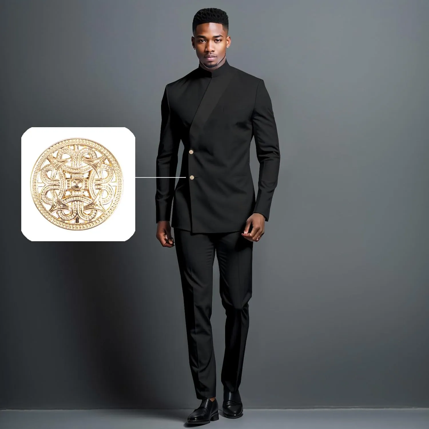 Men's 2 Piece Slim Fit Suit Set Two Buttons Blazer Jacket Pants Set Solid Outfits African Clothes