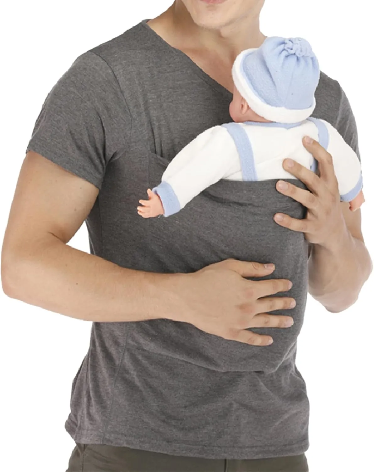 Men's Baby Carrier Soothe V Neck Short Sleeve Kangaroo T Shirt