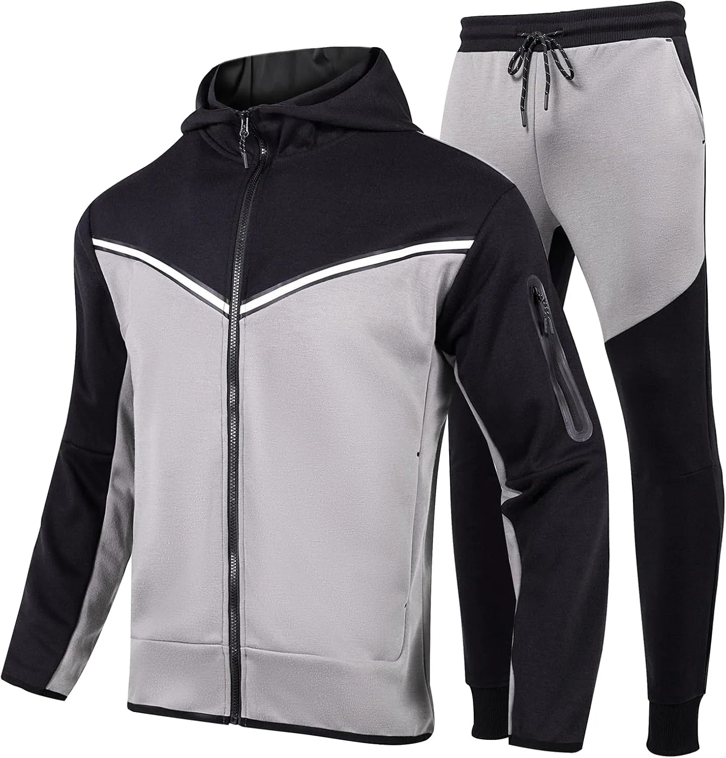 Men's Tracksuits Sweatsuits For Men Hooded Tracksuit Sweatsuit Long Sleeve Full-Zip Jogging Sweatpants 2 Piece