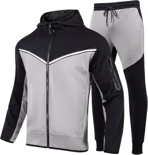 Men's Tracksuits Sweatsuits For Men Hooded Tracksuit Sweatsuit Long Sleeve Full-Zip Jogging Sweatpants 2 Piece