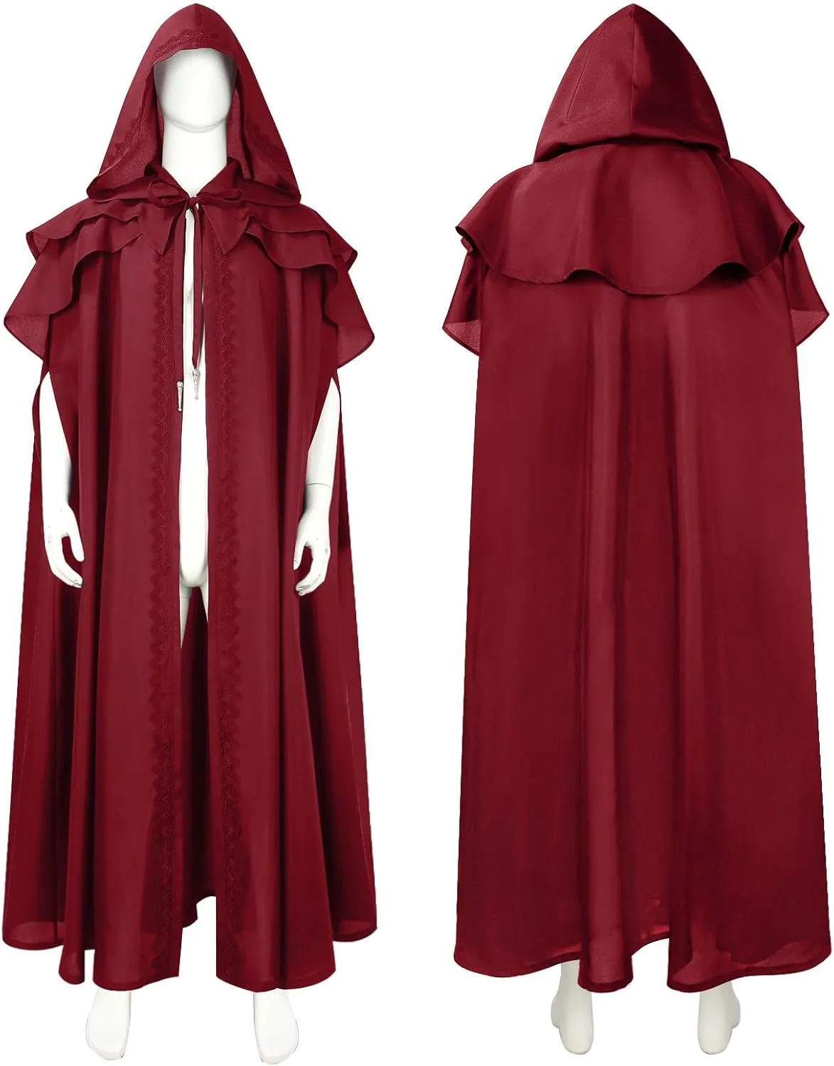 Men'S Vintage Gothic Cape, Medieval Hooded Knight Royal Court Cape, Side Opening Top Halloween Cosplay Costume