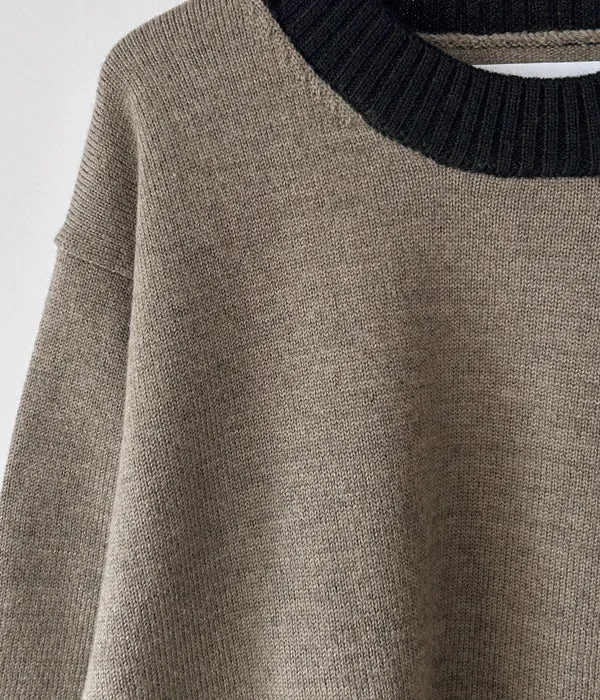 MHL./PURE WOOL CREW KNIT (TAUPE)