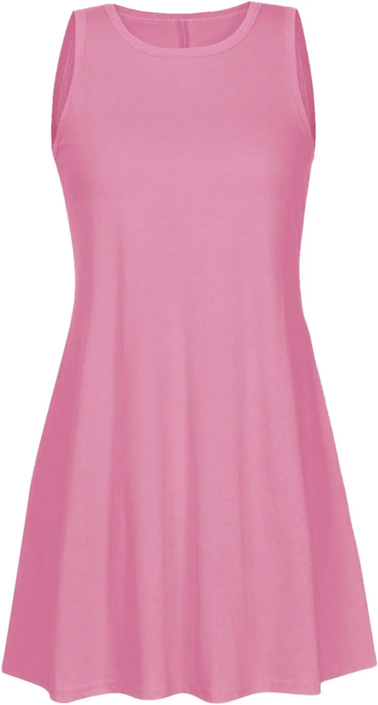 Midi Dresses for Women 2024 Casual Summer Crew Neck Sleeveless Tank Dress Beach Outfits Sexy Bohemian Sundress