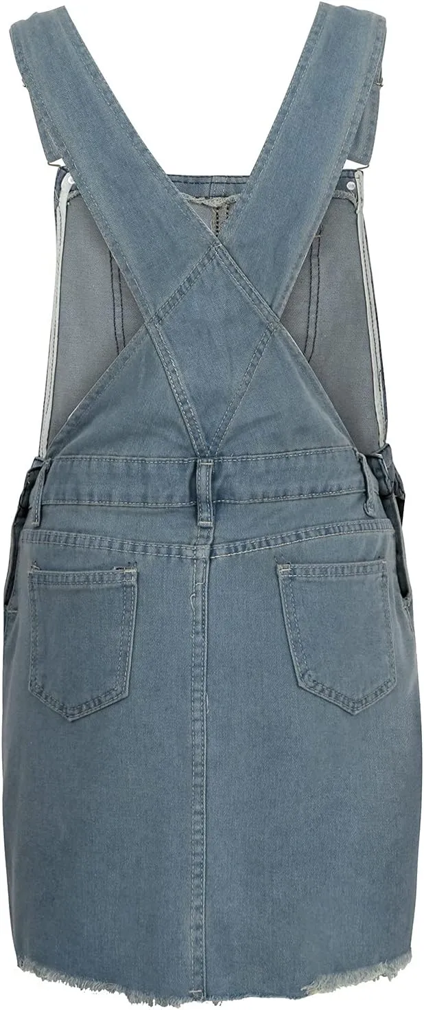 NaRHbrg Denim Skirts for Women's Casual Distressed Ripped A-Line Denim Short Skirt Zipper Front Denim Mini Skirt with Pocket
