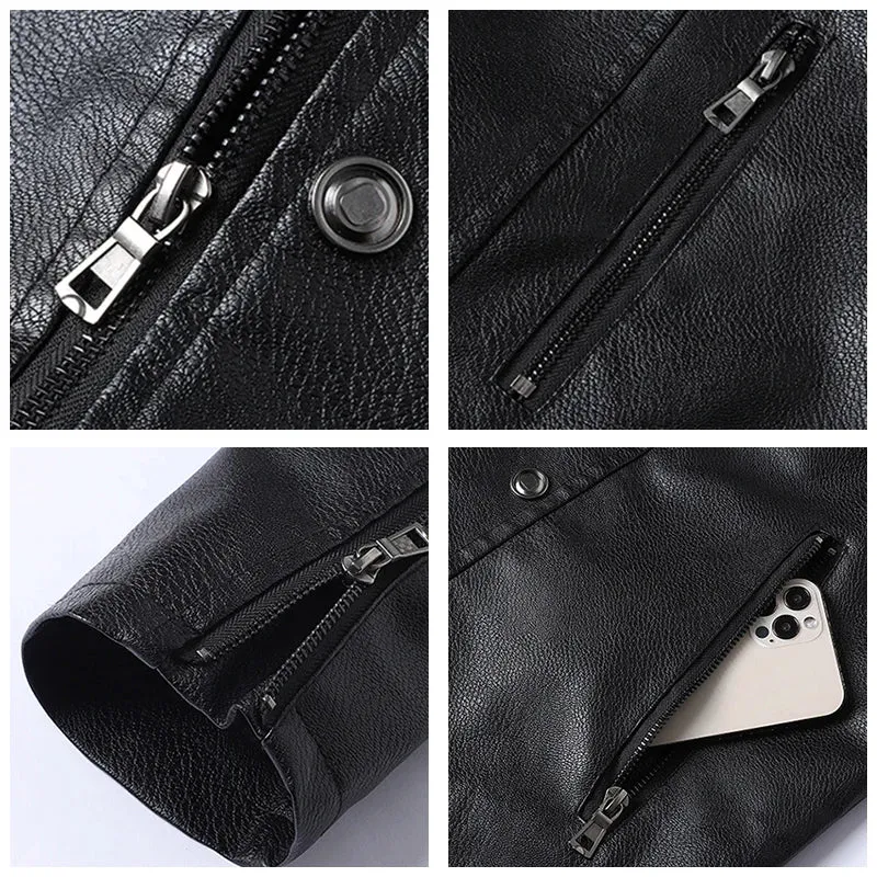 New Fusion Man Fleece Thickening Leather Clothing Winter Flip Collar Windproof Business Affairs Jackets