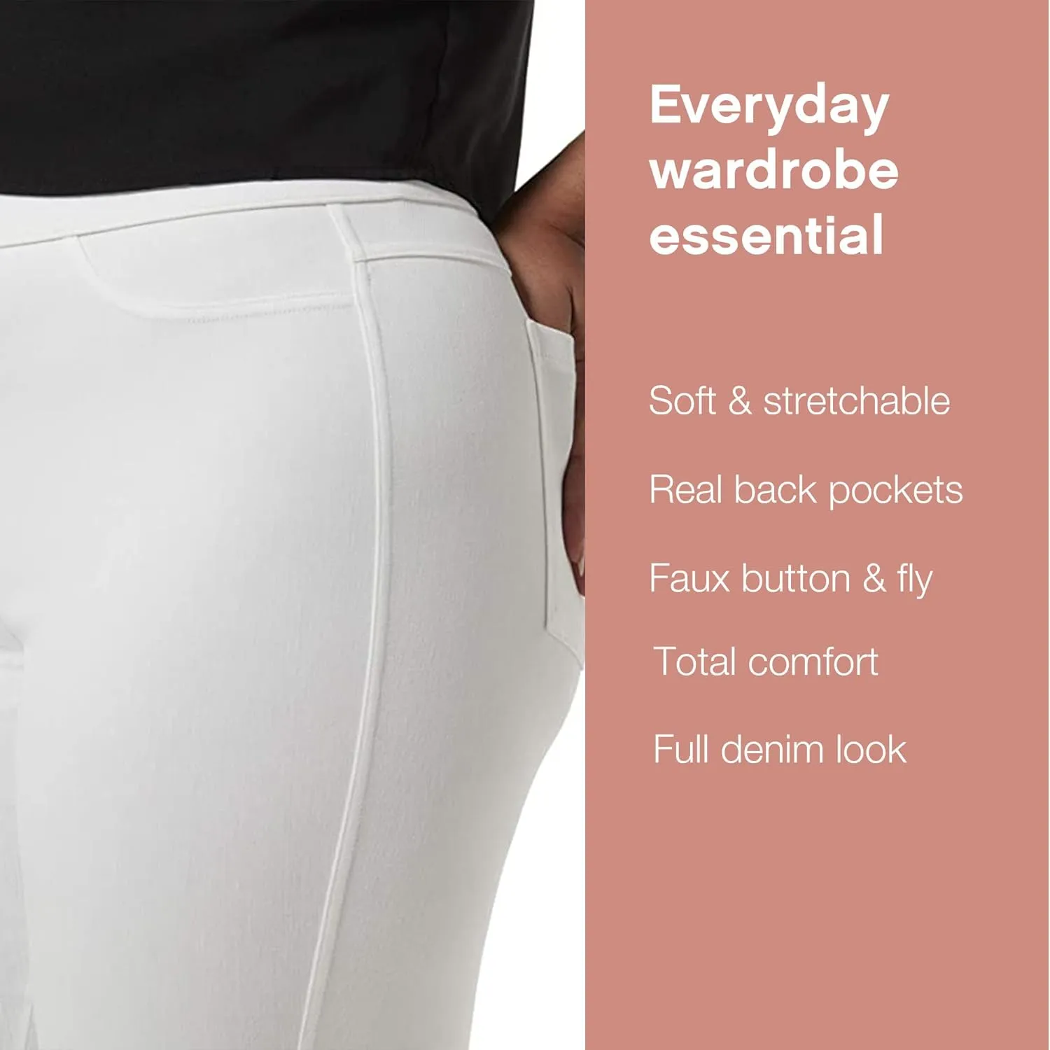 No Nonsense Womens Classic Denim Leggings, Jeggings for Women with Real Back Pockets, High Waisted Stretch Jeans