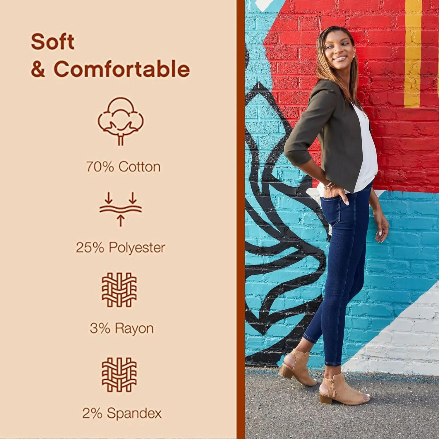 No Nonsense Womens Classic Denim Leggings, Jeggings for Women with Real Back Pockets, High Waisted Stretch Jeans